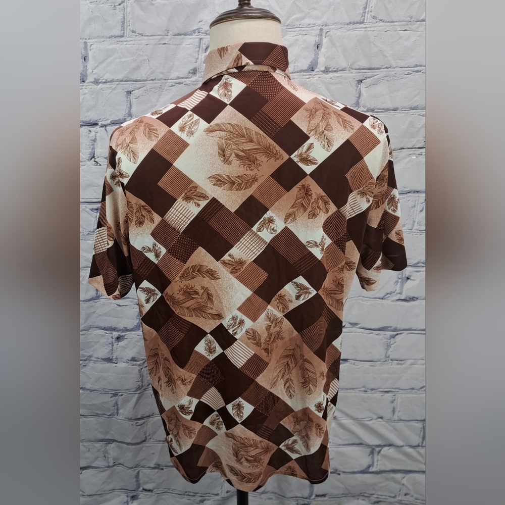Sears Button Down Sport Shirt S/S Checkered Vintage 70s 80s Canada 16-16.5 Large - Picture 8 of 16